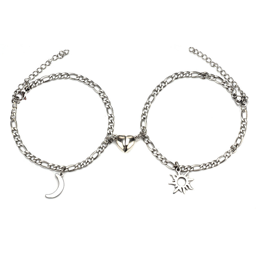 Sun and moon magnetic bracelet pair