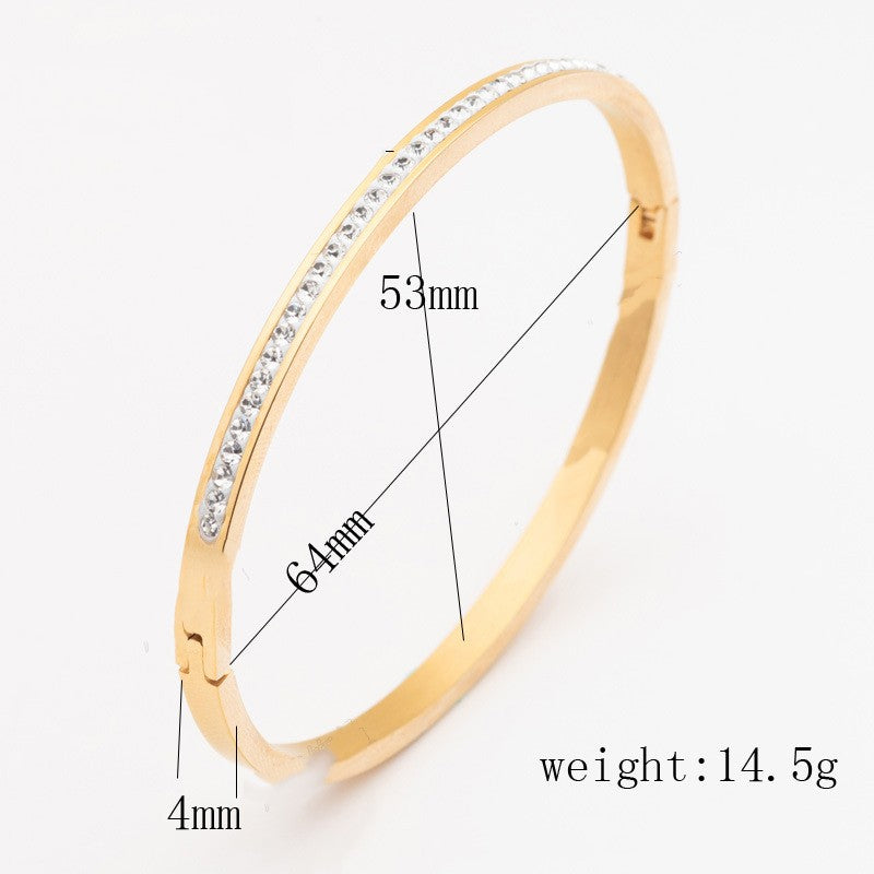 Single-row crystal-accent open bangle