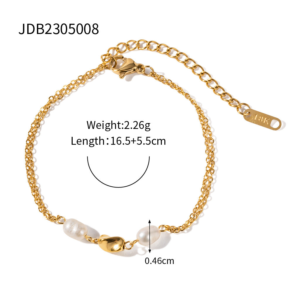 Pearl-detail stainless steel bracelet