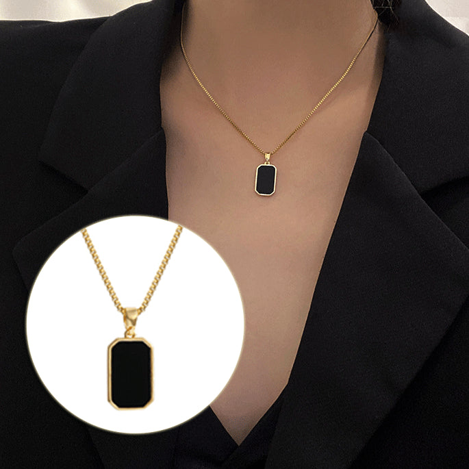 AMBASADOR Rectangular Pendant Box-Chain Necklace