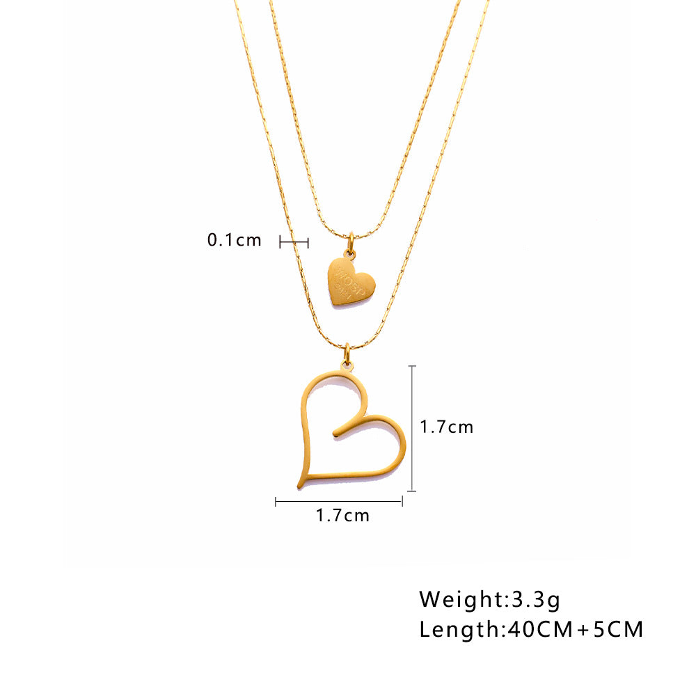 AMBASADOR Golden-Tone Heart Clavicle Necklace