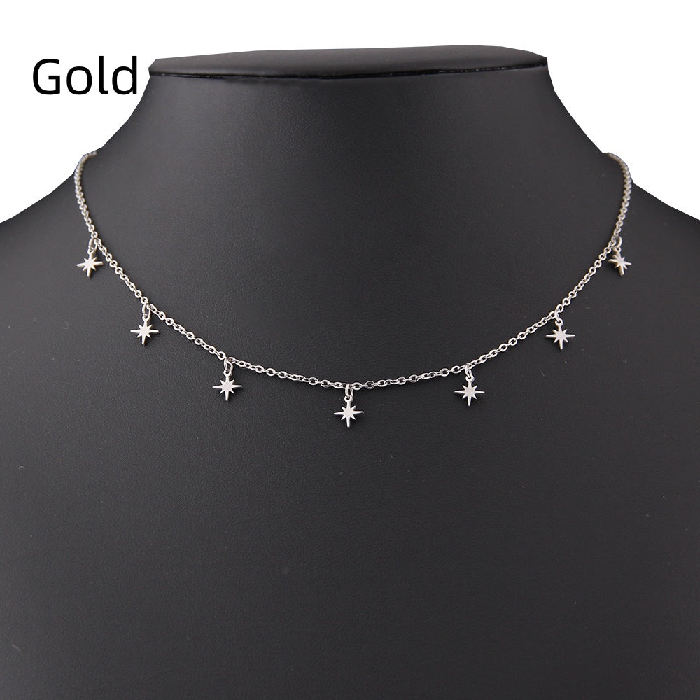 Eight-point star charm necklace
