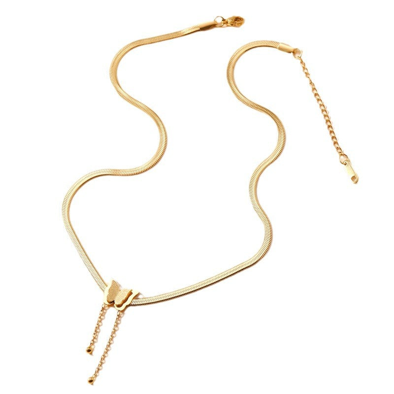 Butterfly-detail drop necklace