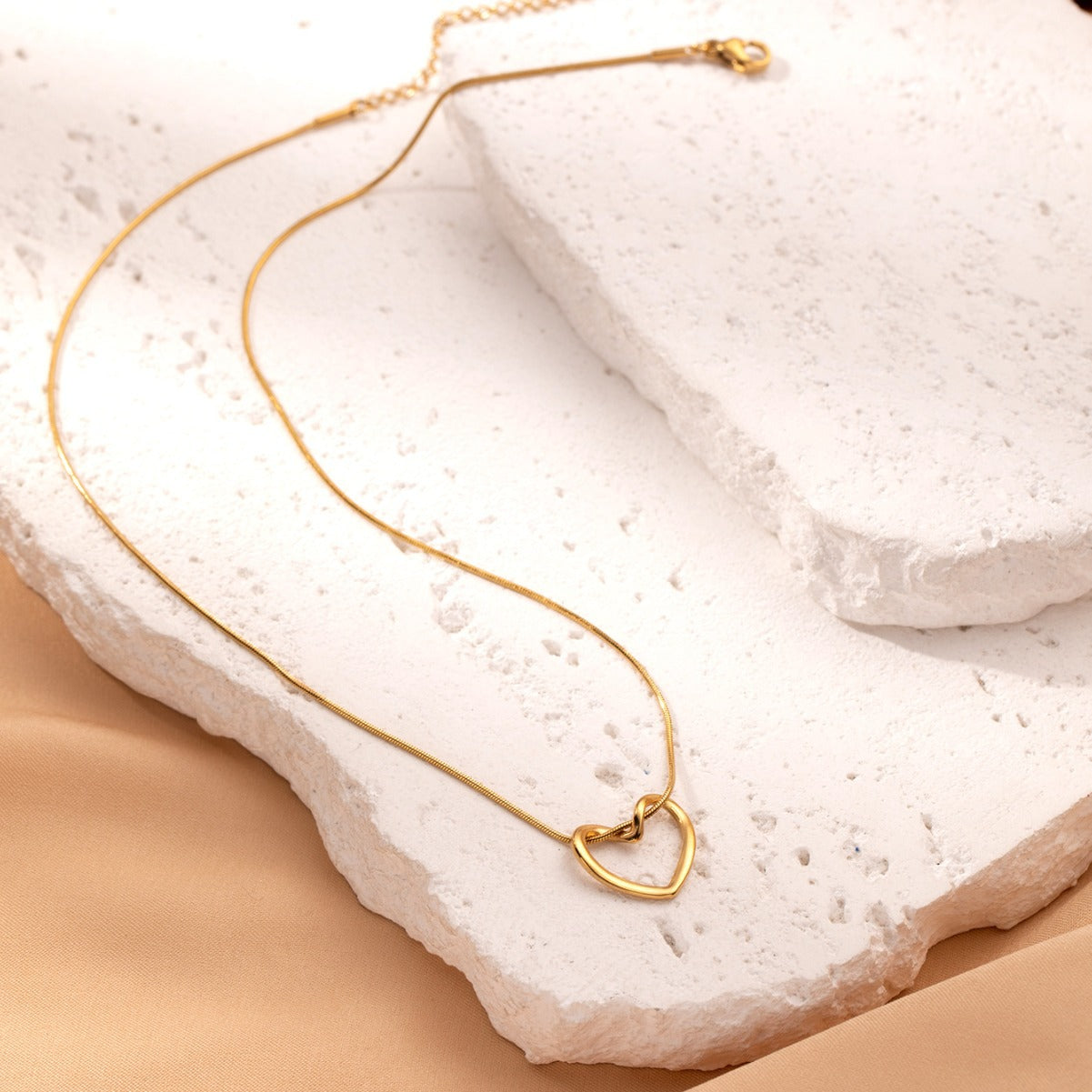 Twisted open-heart pendant necklace