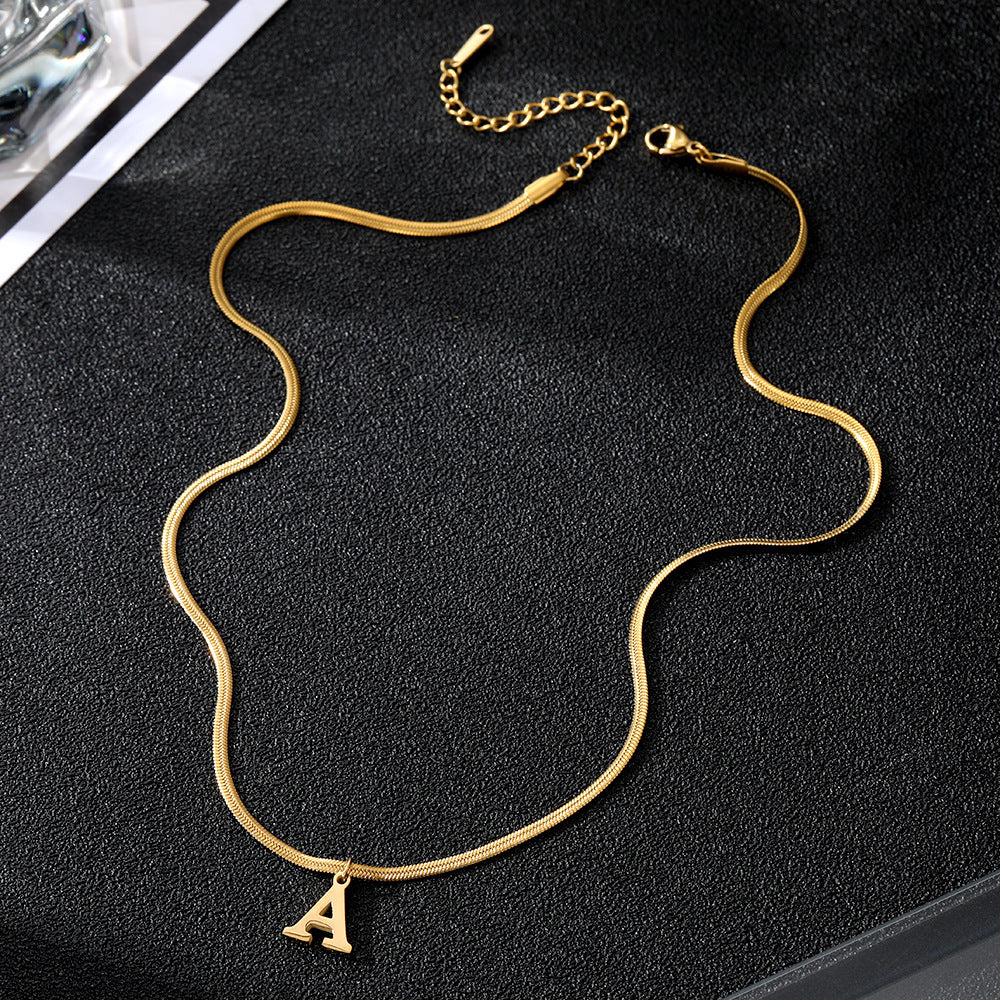 AMBASADOR Initial Pendant Snake-Chain Necklace