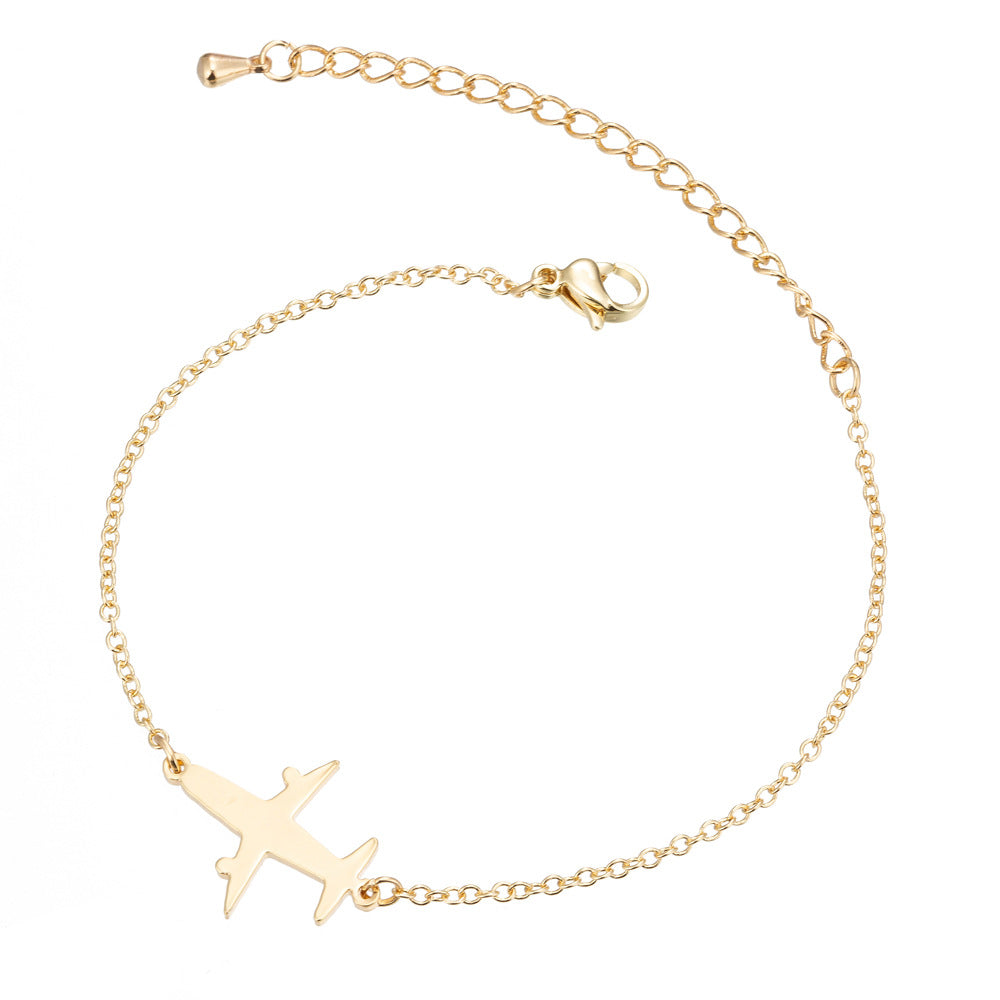 Gold-tone airplane charm bracelet