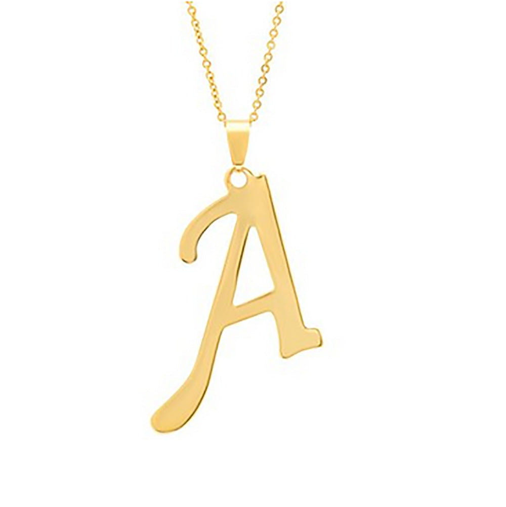 Gold-tone script A pendant necklace