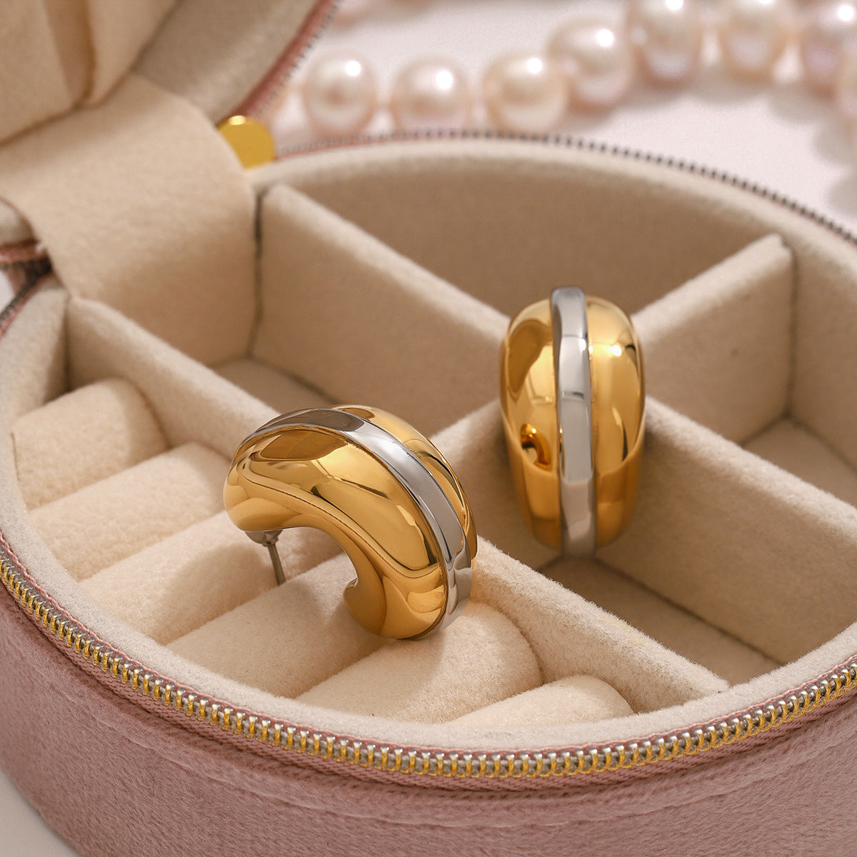 Two-tone rounded earrings product view