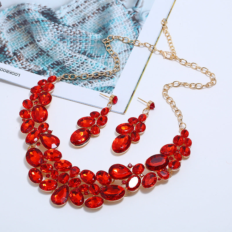 AMBASADOR Red faceted-accent necklace and earrings set