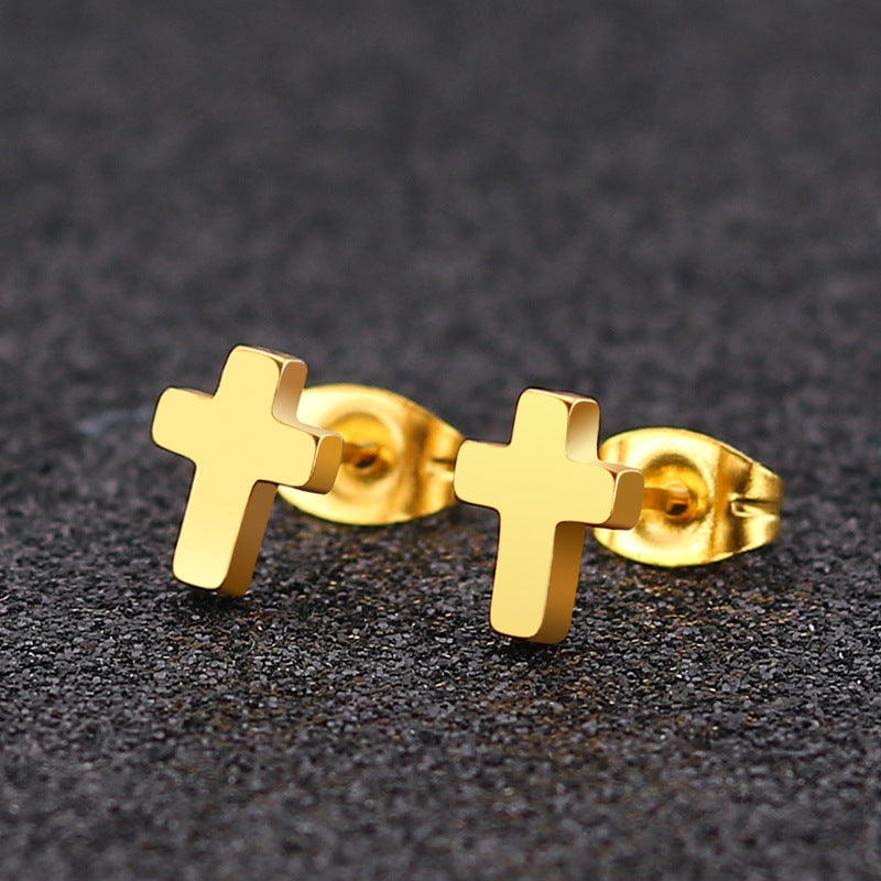 AMBASADOR Minimalist cross stud earrings