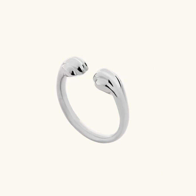 AMBASADOR Silver-Plated Cat Paw Open Ring