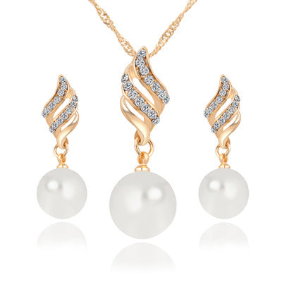 AMBASADOR Gold-Tone Pearl-Style Necklace and Earring Set