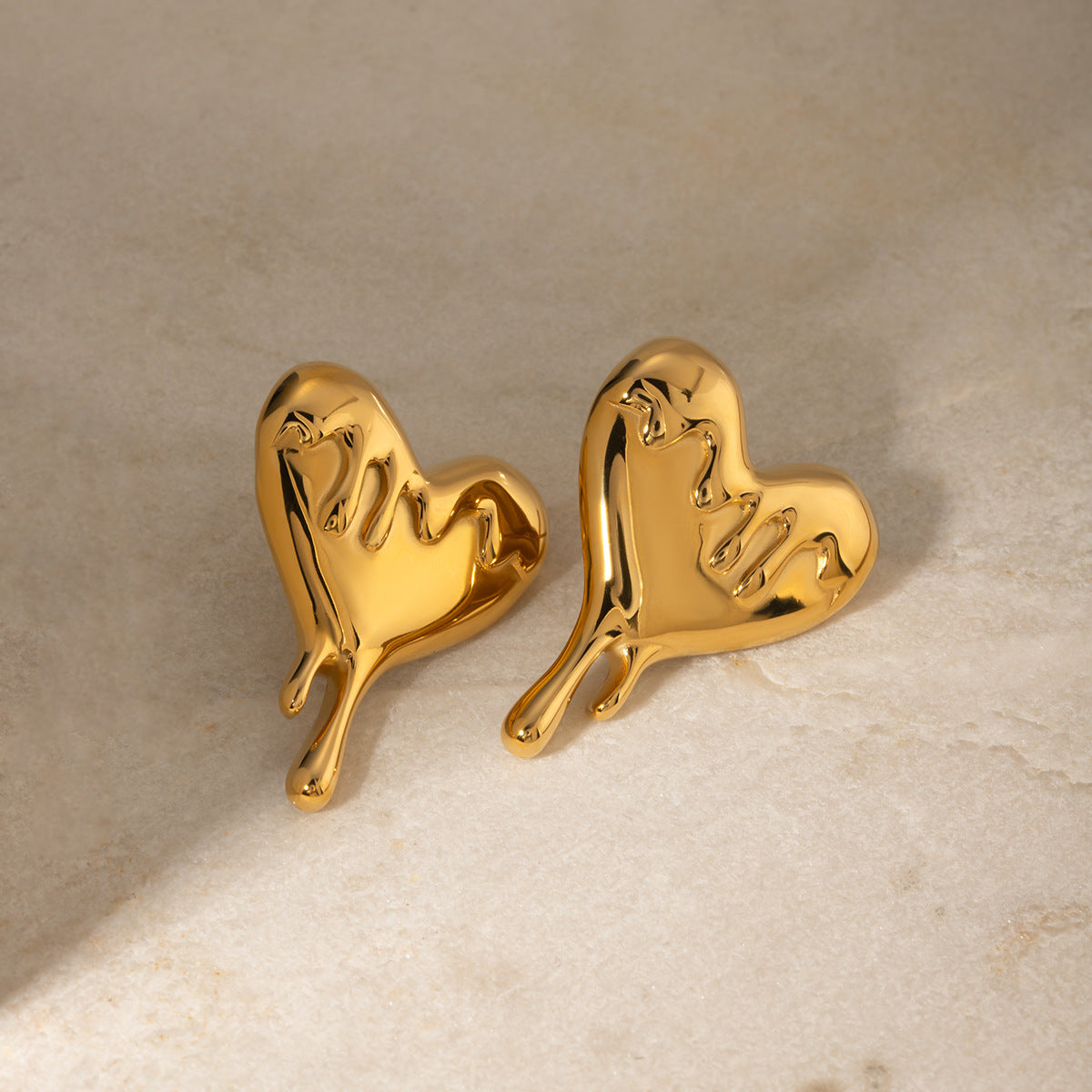 AMBASADOR Golden Melting Heart Stud Earrings