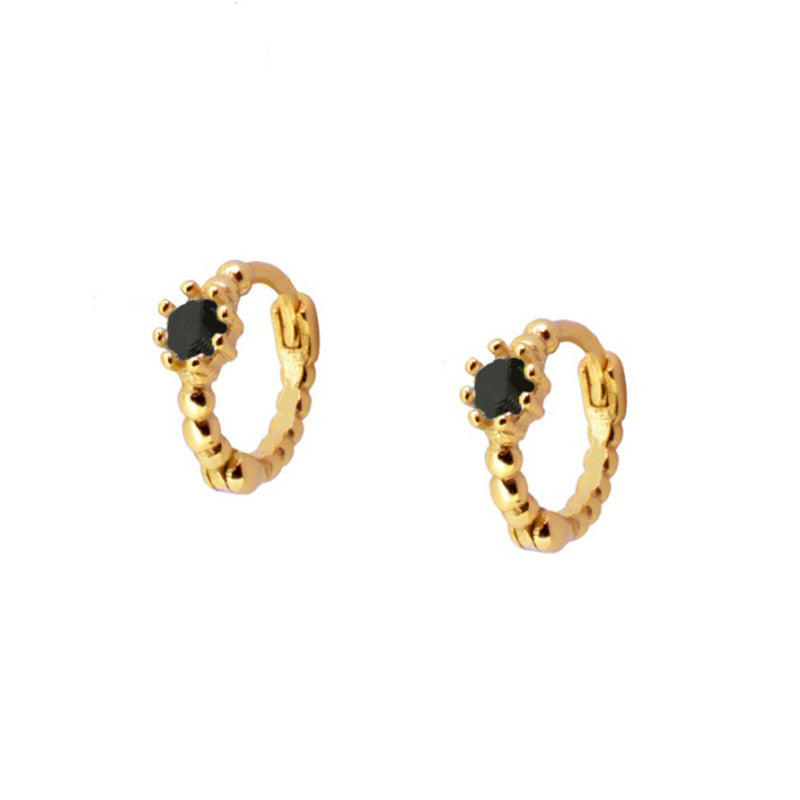AMBASADOR Gold-Tone Black Accent Huggie Earrings