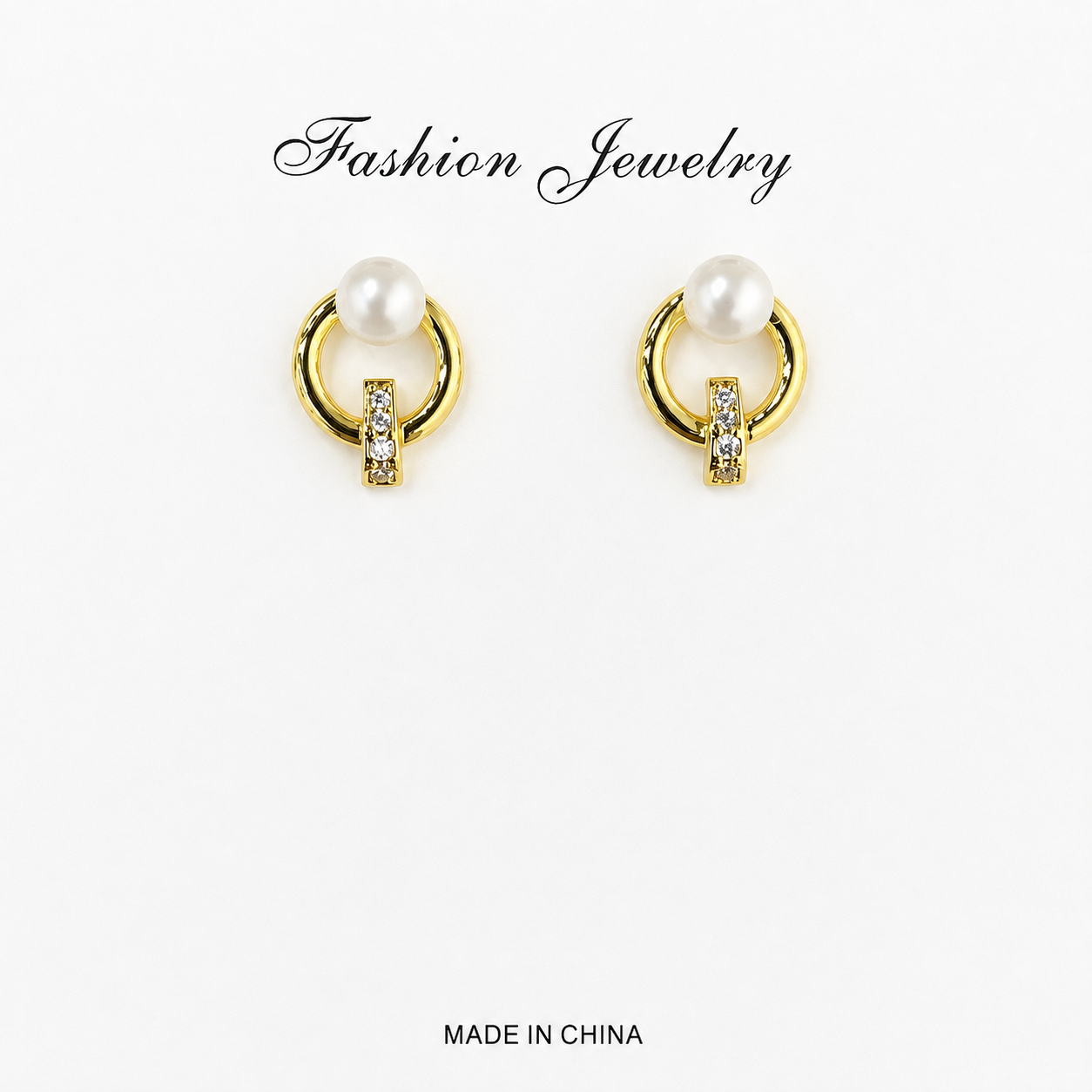 AMBASADOR Golden Pearl Circle Studs
