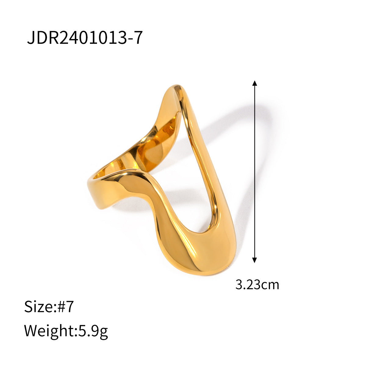 AMBASADOR Sculptural U-shaped statement ring