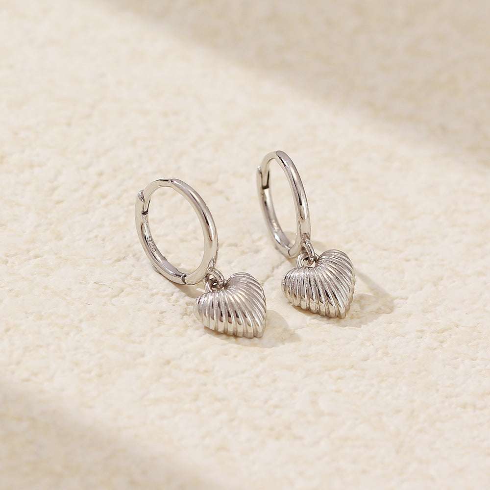 AMBASADOR Silver-Tone Shell Heart Hoop Earrings