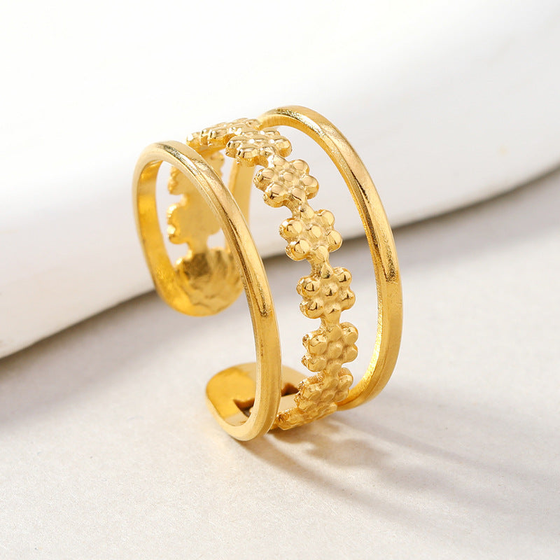 AMBASADOR Gold-Tone Floral Open Band Ring