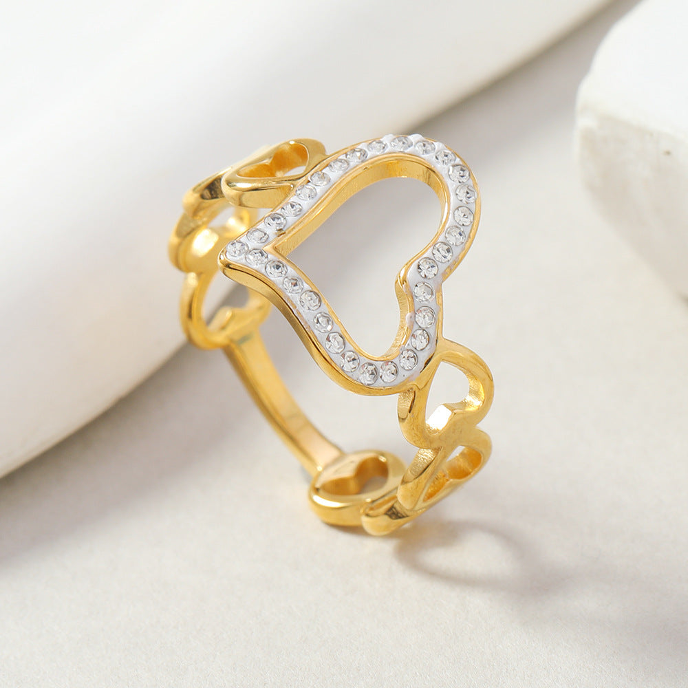 AMBASADOR Gold-Tone Open Heart Link Ring
