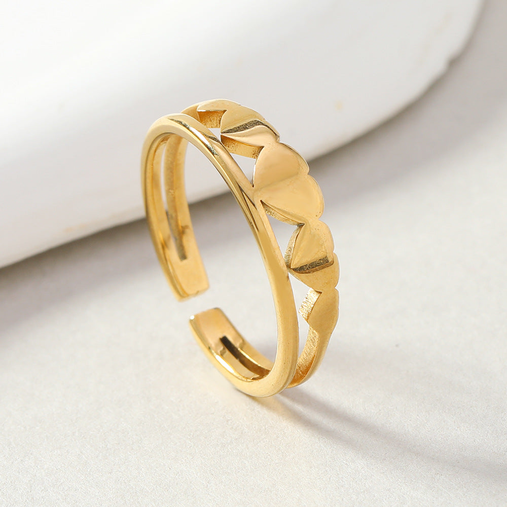 AMBASADOR Gold-Tone Heart Open Band Ring