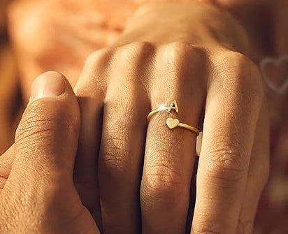 AMBASADOR Heart and initial A open ring