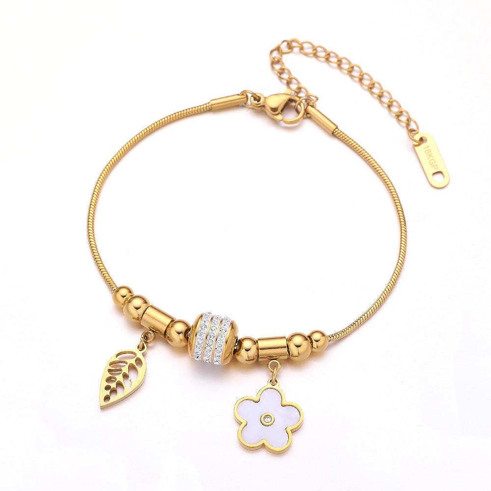 AMBASADOR Flower and leaf charm bracelet