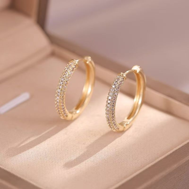 AMBASADOR Gold-Tone Clear Accent Hoop Earrings
