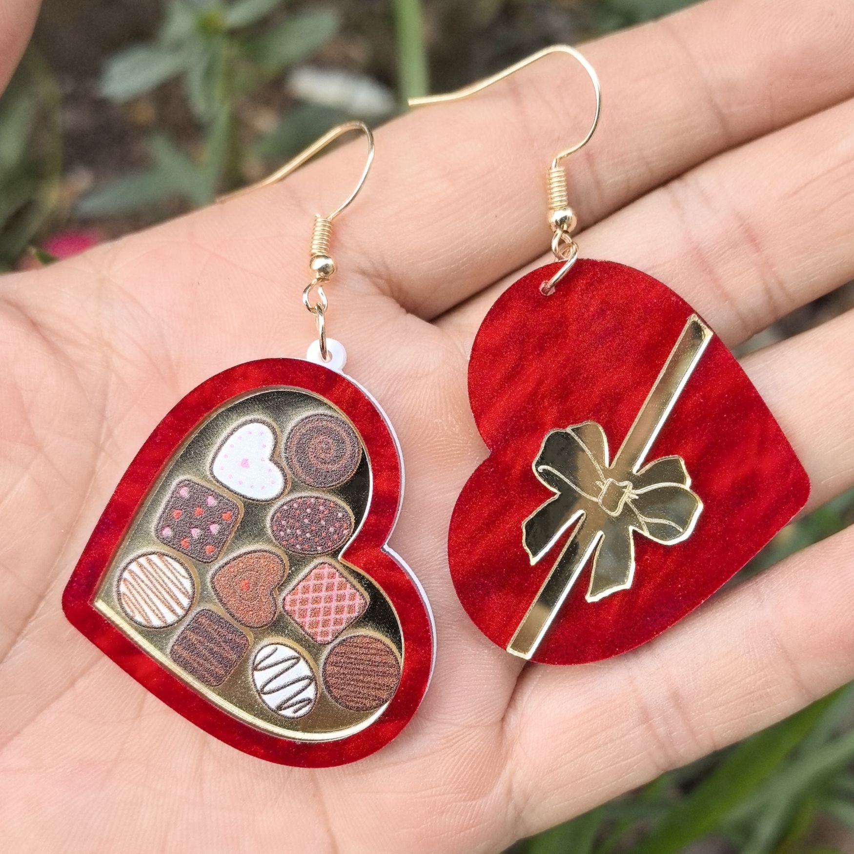 AMBASADOR Red Chocolate Heart Drop Earrings