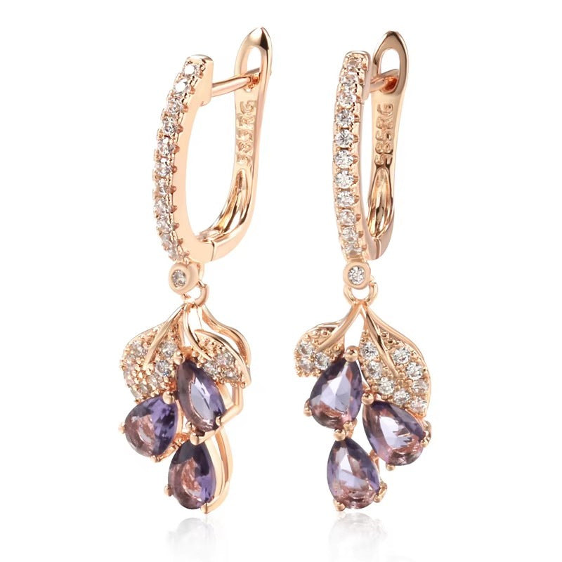 AMBASADOR Rose-Gold-Tone Purple Teardrop Earrings