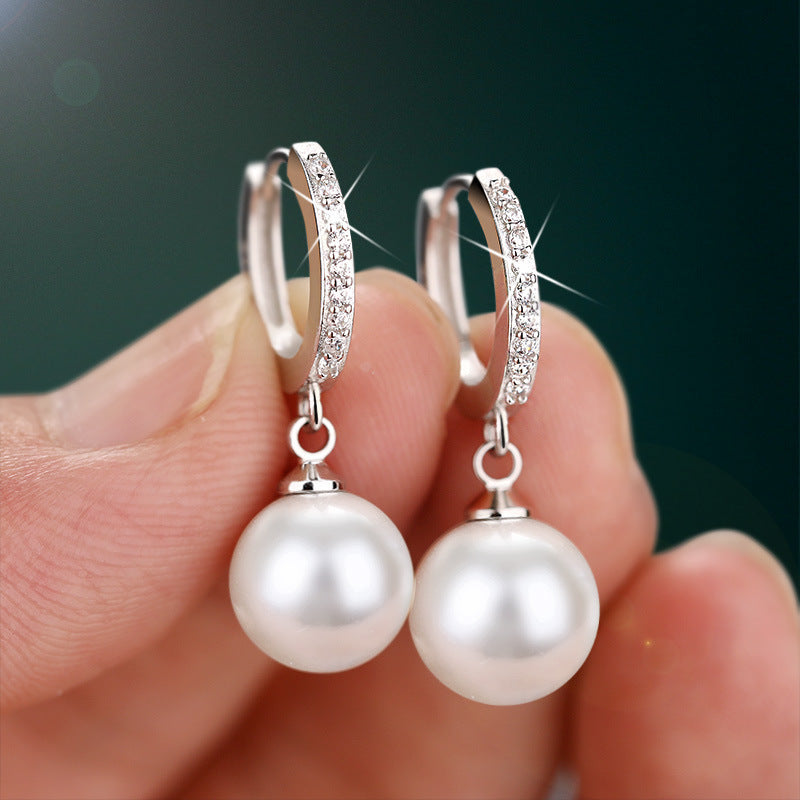 AMBASADOR Pearl Drop Hoop Earrings