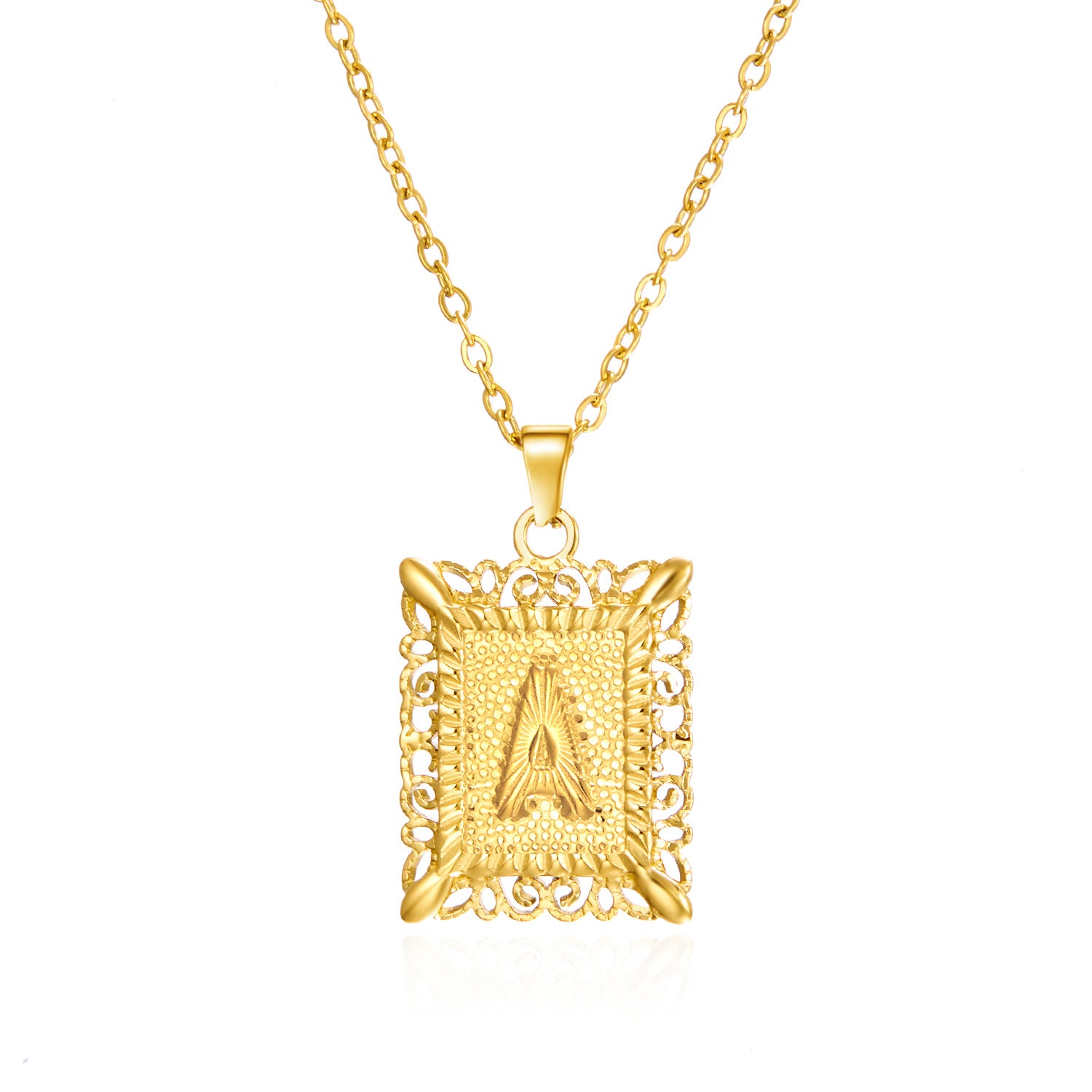 AMBASADOR Gold-Tone Framed Initial A Necklace